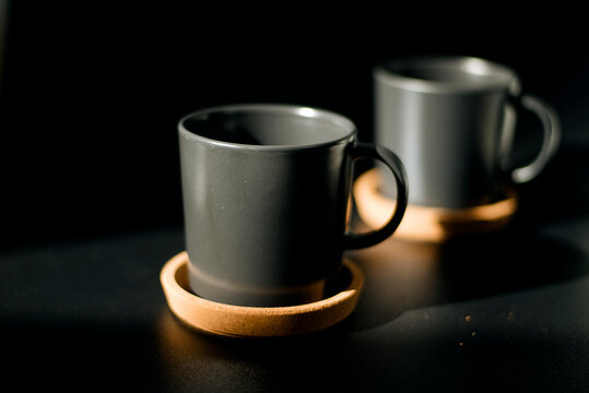 Dark gray cups for coffee