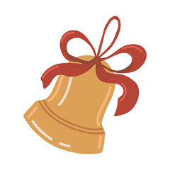 Vector isolated element. Christmas bell. Christmas tree toys. Decoration for Christmas. Color image on a white background. The print is used for packaging design.