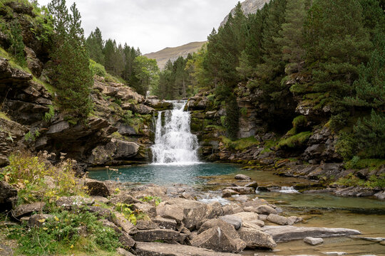 Beautiful view of waterfall in the mountain