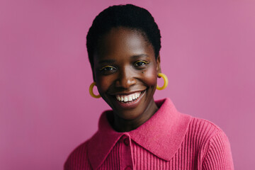 Happy black woman portrait isolated background
