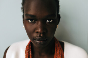 Black woman beauty portrait closeup isolated background