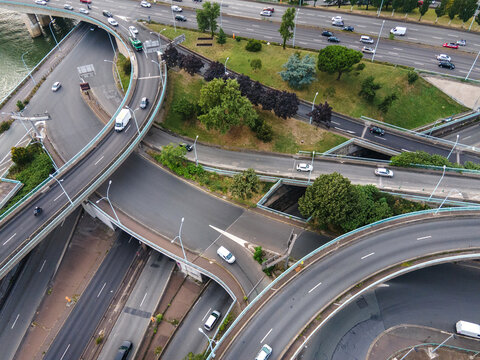 transportation, cars on the road, aerial view