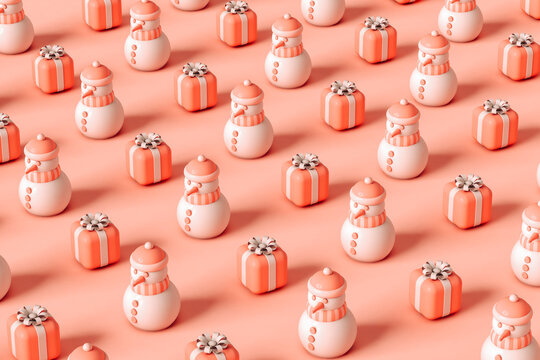 pattern of a christmas holiday concept with snowmen. - Powered by Adobe