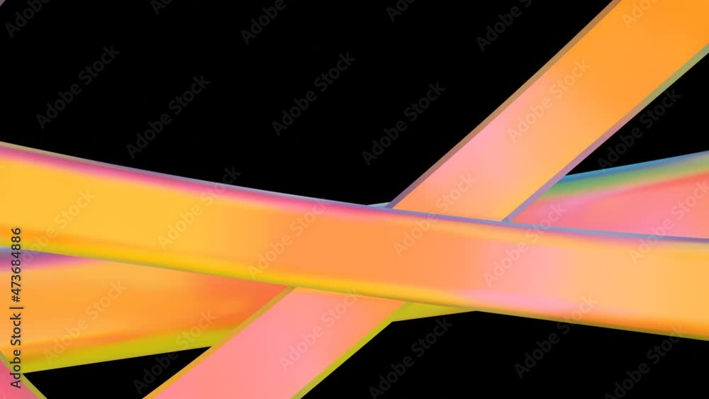 Poster iridescent spherical shapes rotate on a black background. abstract animation. 3d render