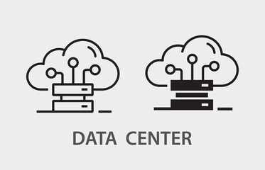 Data center vector icon. Black illustration isolated on white background for graphic and web design.