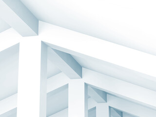Abstract white architectural background with corners