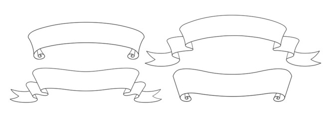 Vector set of line art ribbon banners