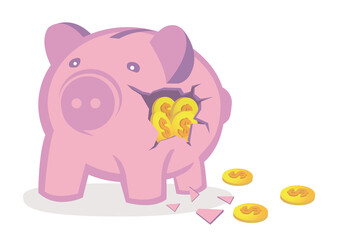 Broken piggy bank.