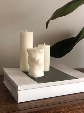 Vignette of candles on a book