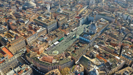 Aerial drone photo of famous elliptical Piazza Navona an elegant square dating from the 1st century...