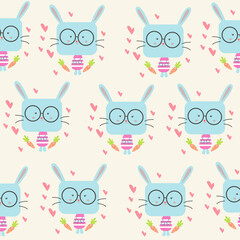 Vector illustration of rabbit  seamless pattern