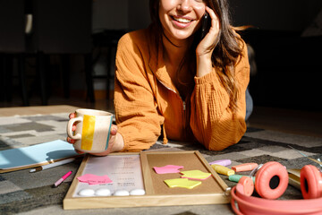 female calling and working on the floor