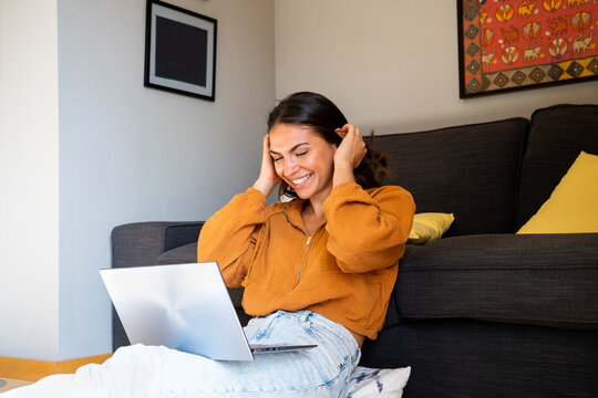 Woman doing zoom at home