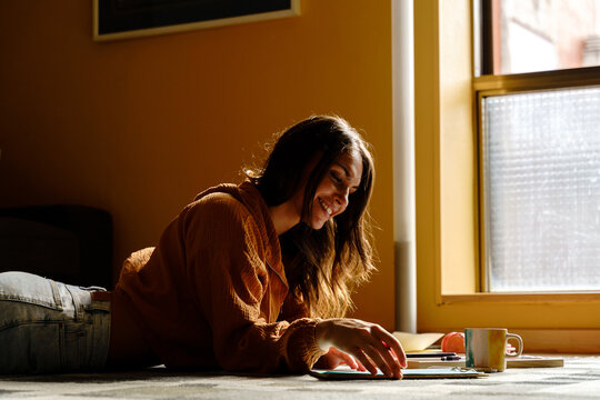 Young woman doing homework