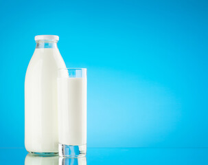 Milk bottle and glass