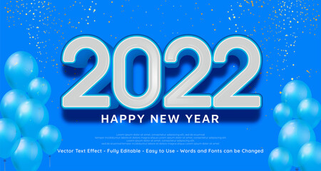 2022 happy new year in blue design banner