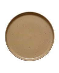 clean empty handmade ceramic plate isolated on white background, food dishes for cut out and design, copy space and mock up template.