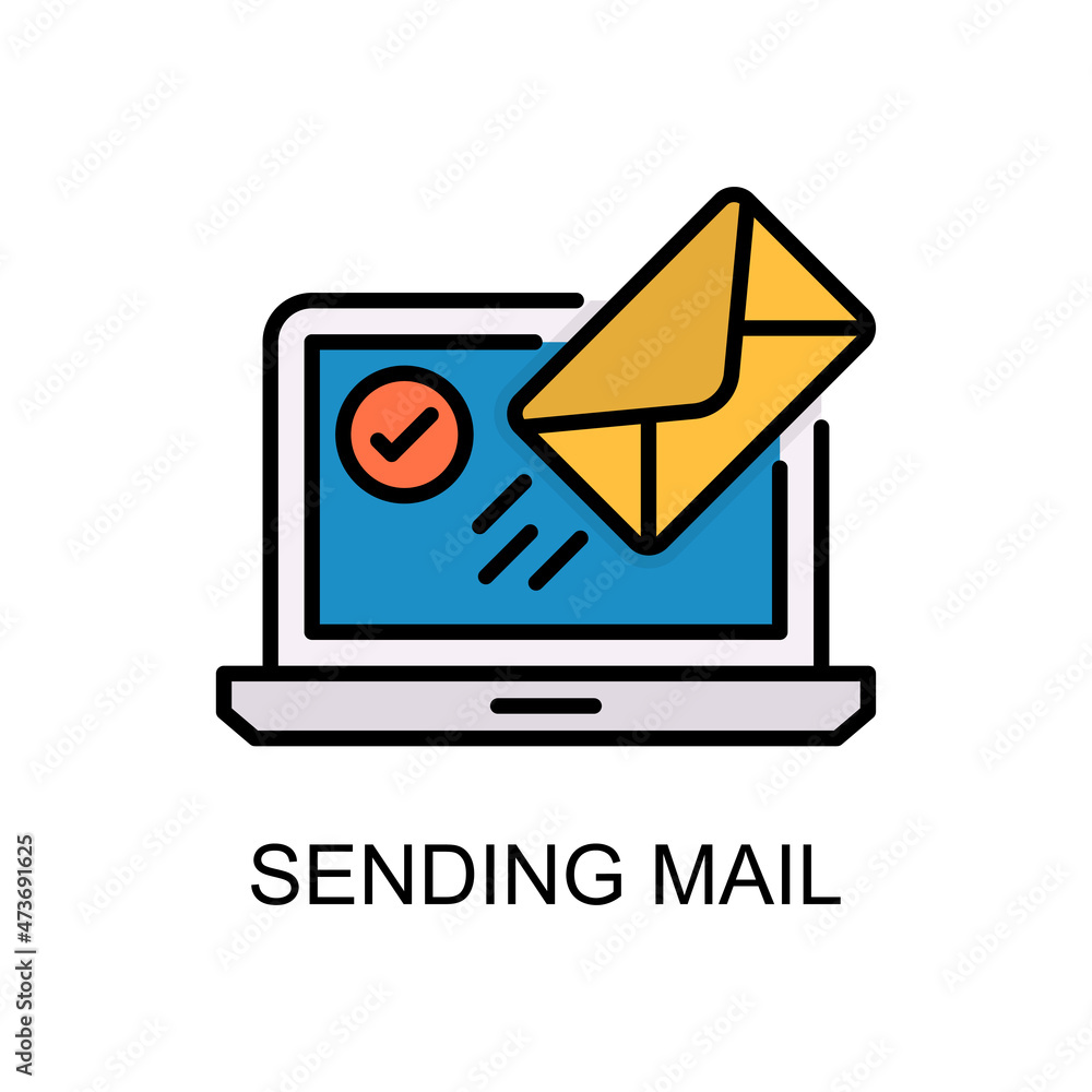 Poster sending mail vector filled outline icon design illustration. web and mobile application symbol on wh