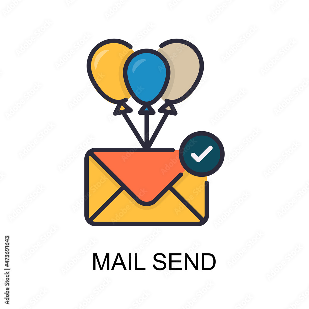 Poster mail send vector filled outline icon design illustration. web and mobile application symbol on white