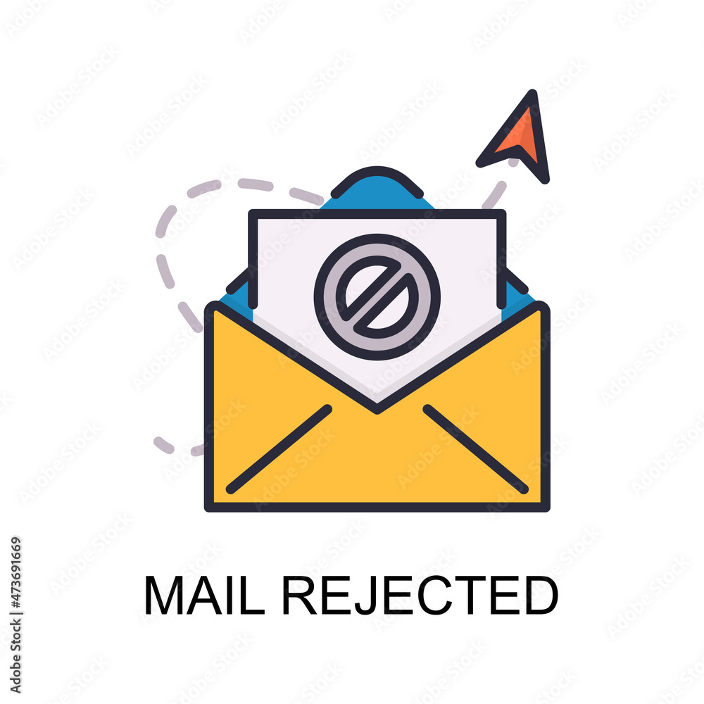 Poster mail rejected vector filled outline icon design illustration. web and mobile application symbol on w