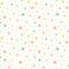 Star pattern vector background. Cute festive seamless pattern of colourful star shapes, Christmas resource background. 