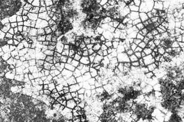 Old abandoned black and white concrete floor with grunge texture for background