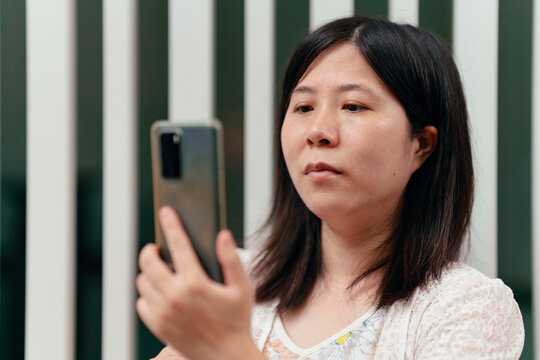 woman selfie with mobile phone