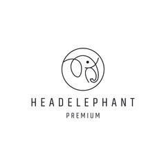 Head Elephant Logo design with Line Art On White Backround