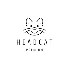 Fototapeta na wymiar Head Cat Logo design with Line Art On White Backround