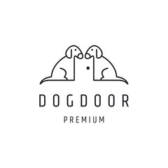 Dog Door Logo design with Line Art On White Backround