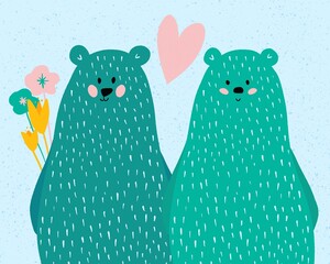 Bear couple romantic love gift 