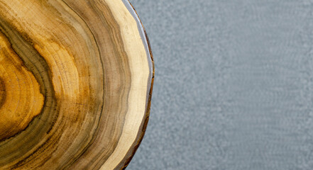 Table. Part of a wooden table. Loft furniture. Surface. Slice cut slab