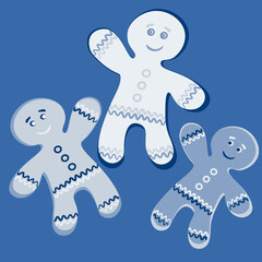 Illustration a square background - a gingerbread man, a festive curly cookie. Design element