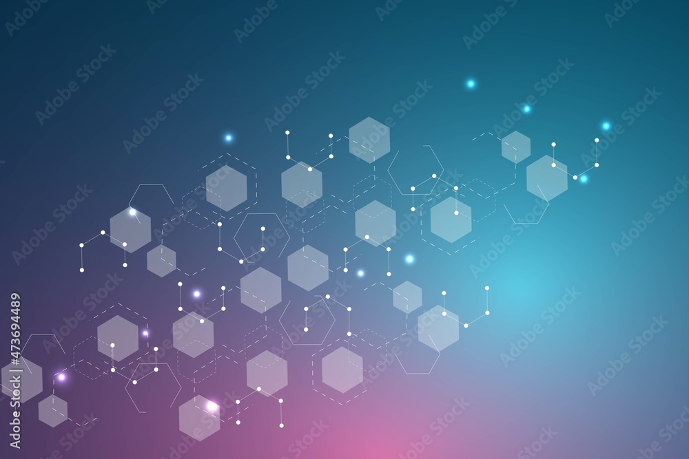 Poster modern futuristic background of the scientific hexagonal pattern. virtual abstract background with p