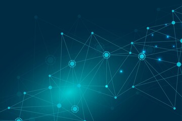 Big Data Visualization Background. Modern futuristic virtual abstract background. Science network pattern, connecting lines and dots. Global network connection .