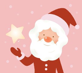 雪の中星を掲げるサンタクロース