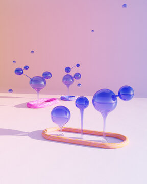 Glossy and metallic rings and glass balls.