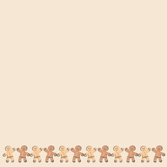 a frame of ginger cookies. Gingerbread men. Design element