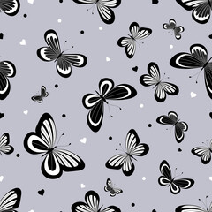 Butterflies. Seamless pattern.Stylized vector illustration. Template for fabric, wrapping paper, baby clothes.