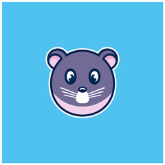 Illustration creative idea beautiful face head mice with simple mascot emblem cartoon character for adorable mouse logo design premium vector
