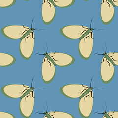 Illustration on a square background - stylized moths - graphics. Summer, insects, unbearable ease of life