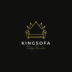 King Sofa furniture vintage retro logo with crown shape design