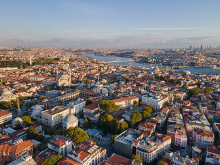 Istanbul, Turkey, aerial view at sunset