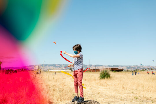 Teen playing with gymnastic ribbons