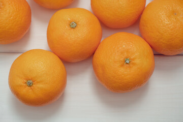 Tangerines on a white background, Christmas fruits