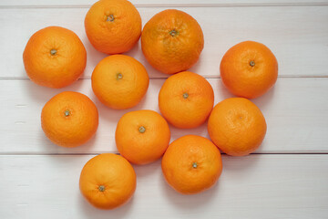 Tangerines on a white background, Christmas fruits