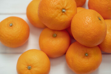 Tangerines on a white background, Christmas fruits