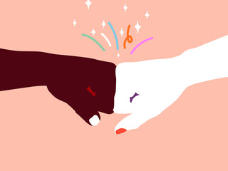 Man and woman's greeting