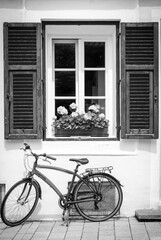 bicycle in front of house