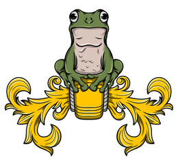 Frog tattoo in vintage baroque style